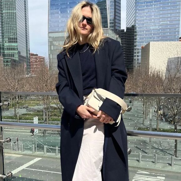 NEW ZARA SOFT OVERSIZED COAT Navy double breasted 3046/023 Size M - Picture 1 of 2